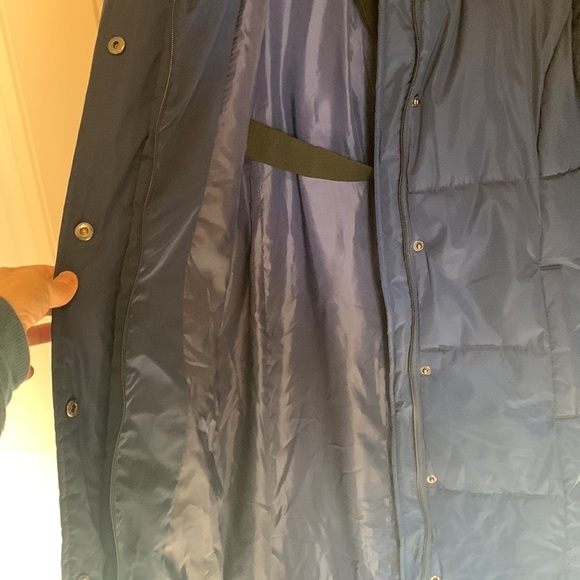 St John’s Bay Blue Long Insulated Puffer Coat Jacket Removable Hood Zip Up Small - Picture 9 of 15